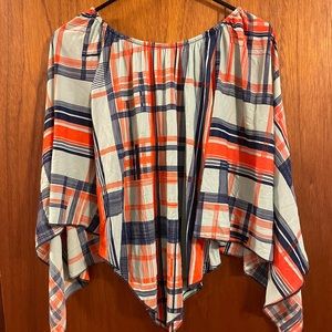 Vintage plaid bell sleeved blouse